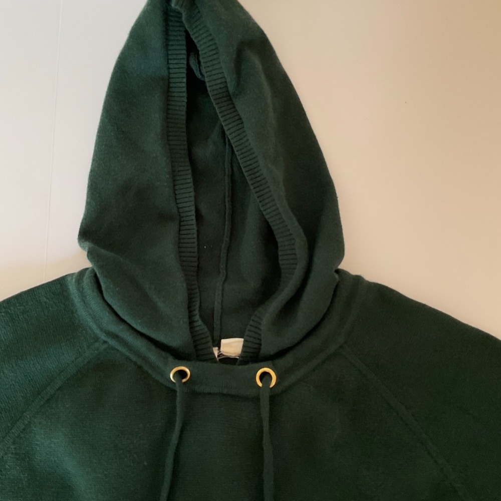 Anthropologie Moth Hoodie Sweater Deep Forrest Green Gold Tone Hardware Large